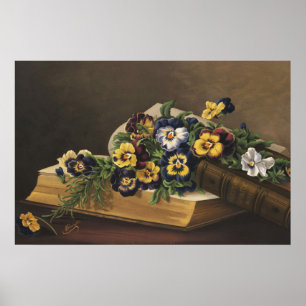 Antique Shakespeare Book and Colourful Pansy Poster