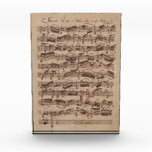Antique Sheet Music Bach Manuscript Photo Block