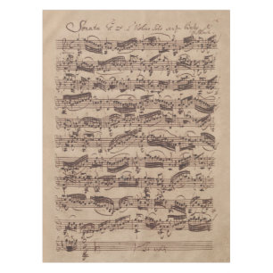 Antique Sheet Music Bach Manuscript Tablecloth