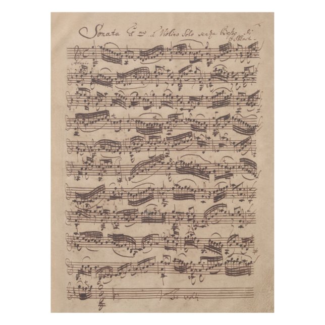 Antique Sheet Music Bach Manuscript Tablecloth (Front)