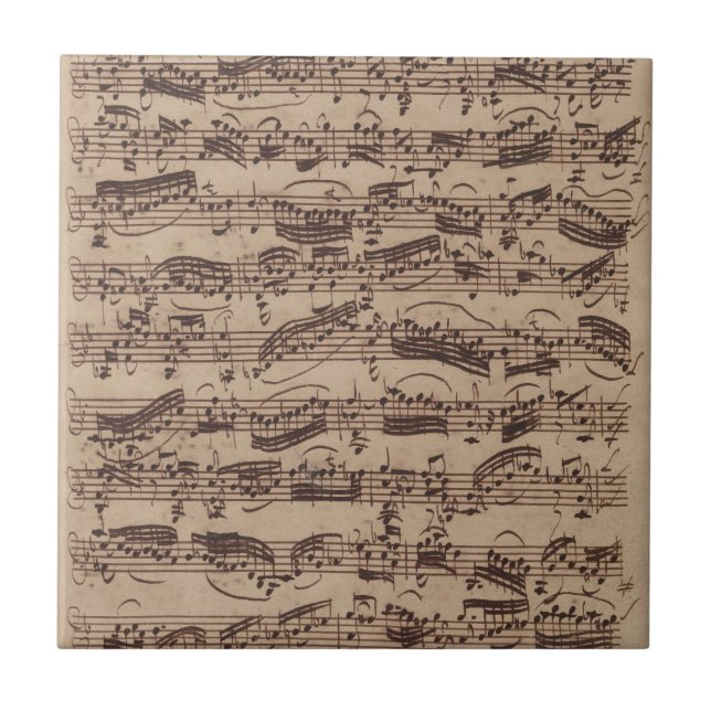 Antique Sheet Music Bach Manuscript Tile (Front)