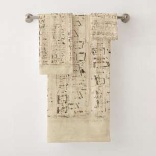 Antique Sheet Music Chopin Manuscript Bath Towel Set