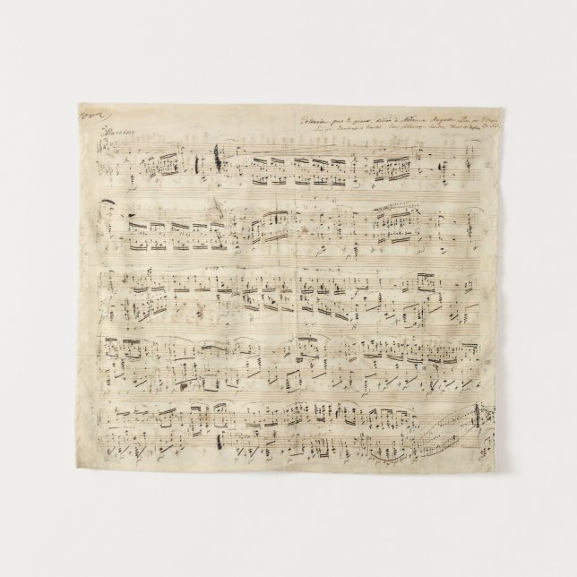 Antique Sheet Music Chopin Manuscript Tapestry (Front (Horizontal))