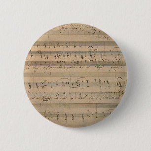 Antique Sheet Music from 1822, Song of the Old Man 6 Cm Round Badge