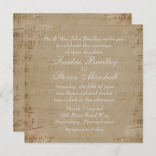 Antique Sheet Music Theme Wedding Invitation