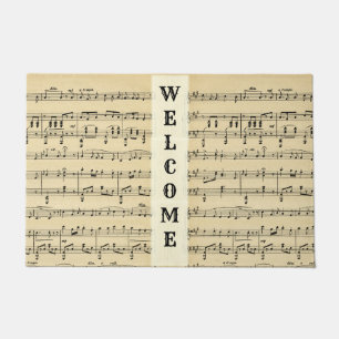 Antique Sheet Music Welcome Mat