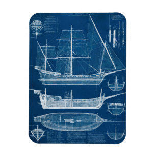 Antique Ship Blueprint I Magnet