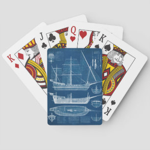 Antique Ship Blueprint I Playing Cards