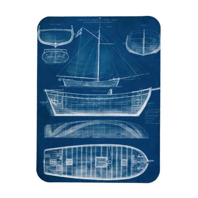 Antique Ship Blueprint II Magnet (Vertical)