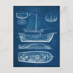 Antique Ship Blueprint II Postcard
