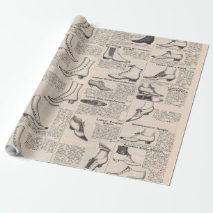 Antique Shoe Advertising Catalogue Wrapping Paper