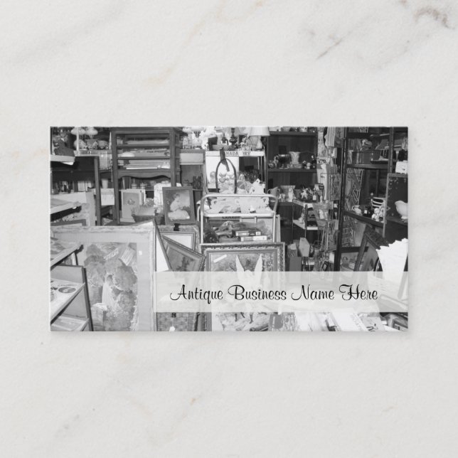 Antique Shop Black and White Business Cards (Front)
