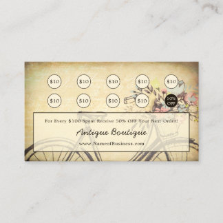 Antique Shop Vintage Floral Bicycle Loyalty Card