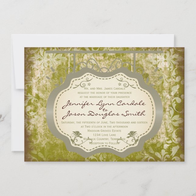 Antique Sign Country Distressed Wedding Invitation (Front)