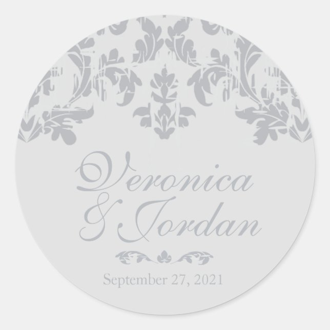 Antique Silver Custom Wedding Stickers (Front)