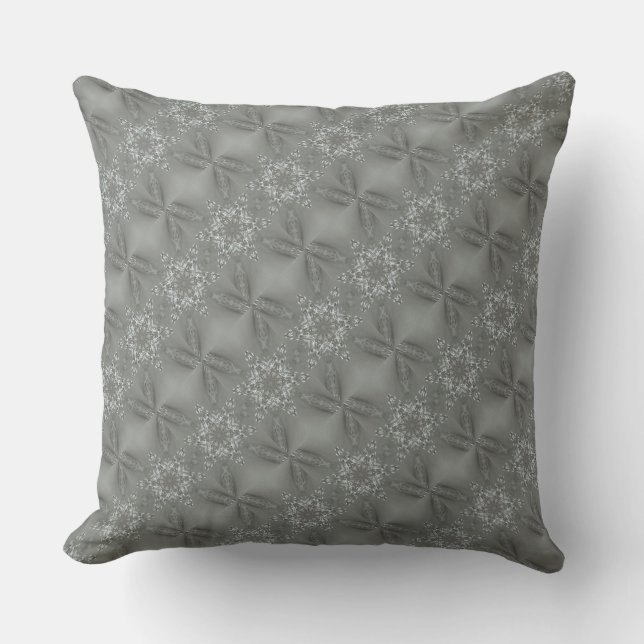 Antique Silver Grey Decorative Kaleidoscopic Star Cushion (Front)