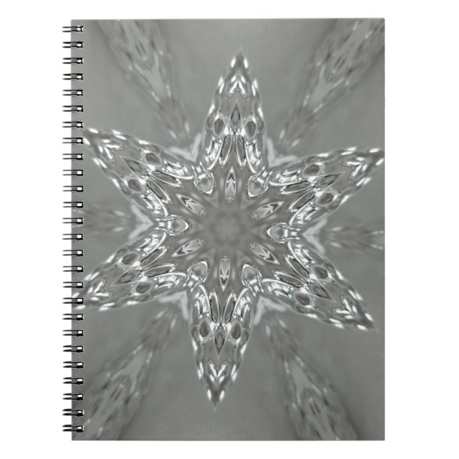Antique Silver Grey Decorative Kaleidoscopic Star Notebook (Front)