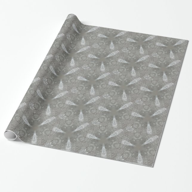 Antique Silver Grey Decorative Kaleidoscopic Wrapping Paper (Unrolled)