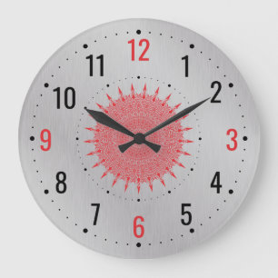 Antique Silver Metal Decor - Vintage Grey Large Clock
