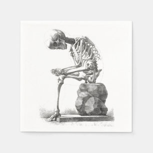 Antique Skeleton Anatomy: Gothic Halloween Medical Napkin