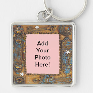 Antique Skeleton Key Frame Add Your Own Photo Ring