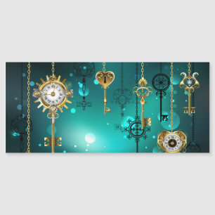 Antique Skeleton Keys on Green Background
