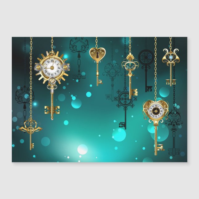 Antique Skeleton Keys on Green Background (Front)