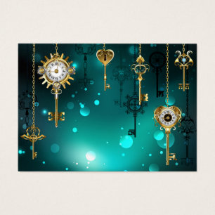 Antique Skeleton Keys on Green Background