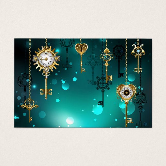 Antique Skeleton Keys on Green Background (Front)
