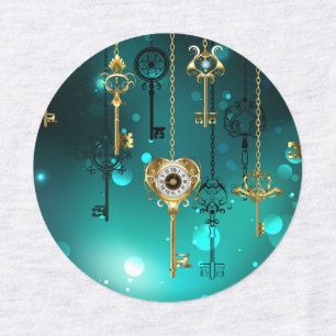 Antique Skeleton Keys on Green Background