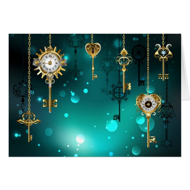 Antique Skeleton Keys on Green Background (Front Horizontal)