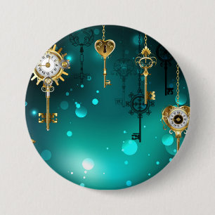 Antique Skeleton Keys on Green Background 7.5 Cm Round Badge