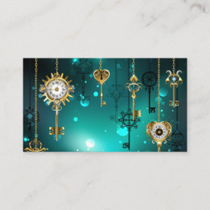 Antique Skeleton Keys on Green Background Advice Card