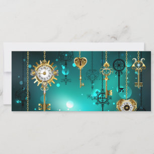 Antique Skeleton Keys on Green Background Advice Card