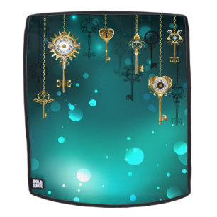 Antique Skeleton Keys on Green Background Backpack