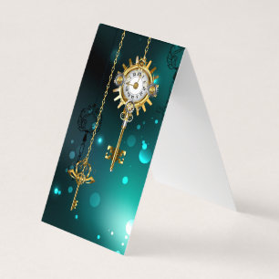 Antique Skeleton Keys on Green Background Business Card