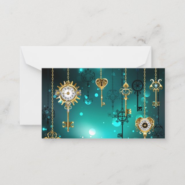 Antique Skeleton Keys on Green Background Card (Front)