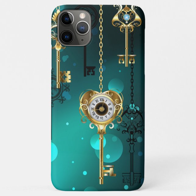 Antique Skeleton Keys on Green Background Case-Mate iPhone Case (Back)