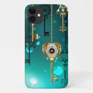 Antique Skeleton Keys on Green Background Case-Mate iPhone Case