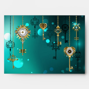 Antique Skeleton Keys on Green Background Envelope