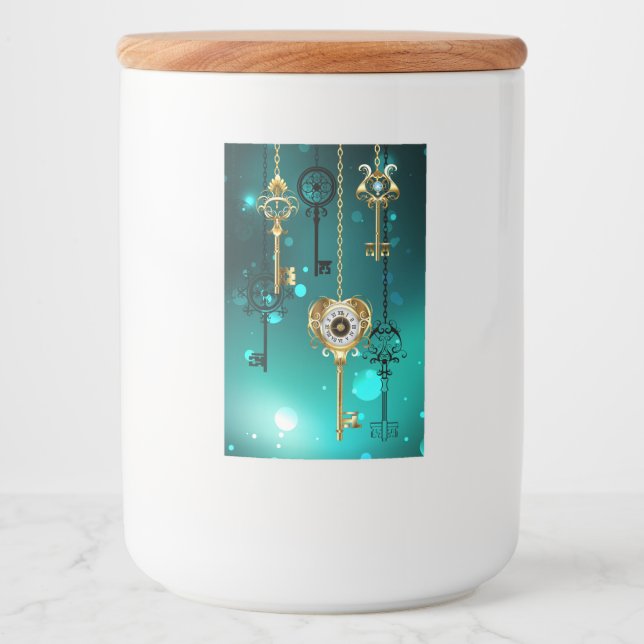 Antique Skeleton Keys on Green Background Food Label (Front)