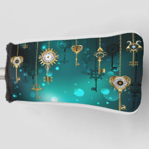 Antique Skeleton Keys on Green Background Golf Head Cover