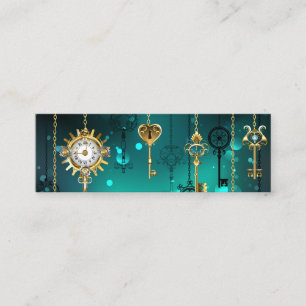 Antique Skeleton Keys on Green Background Loyalty Card