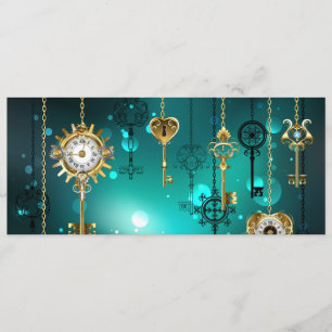 Antique Skeleton Keys on Green Background Menu