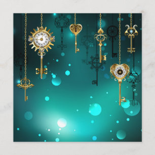 Antique Skeleton Keys on Green Background Menu