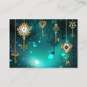 Antique Skeleton Keys on Green Background Place Card