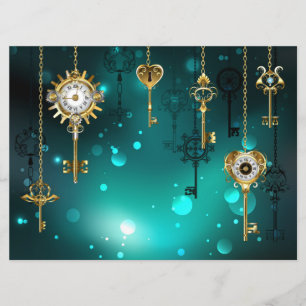 Antique Skeleton Keys on Green Background Programme