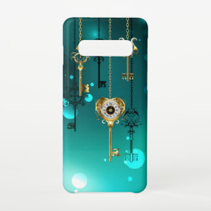 Antique Skeleton Keys on Green Background Samsung Galaxy Case