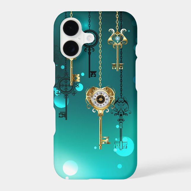 Antique Skeleton Keys on Green Background Samsung Galaxy Case (Back)