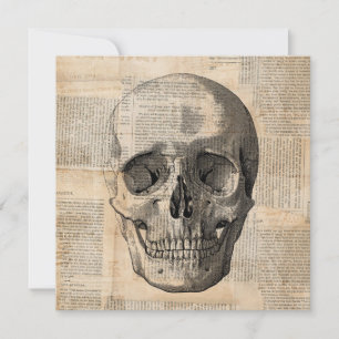 Antique Skull Illustration Vintage Art News Print Card